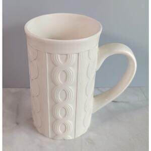 Bay Island White Embossed Cable Knit Sweater Design Tall Coffee Mug Cottagecore